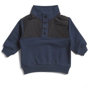 NEW Baby Boys Miles the Label Navy Black Half Snap Sweatshirt Light Jacket